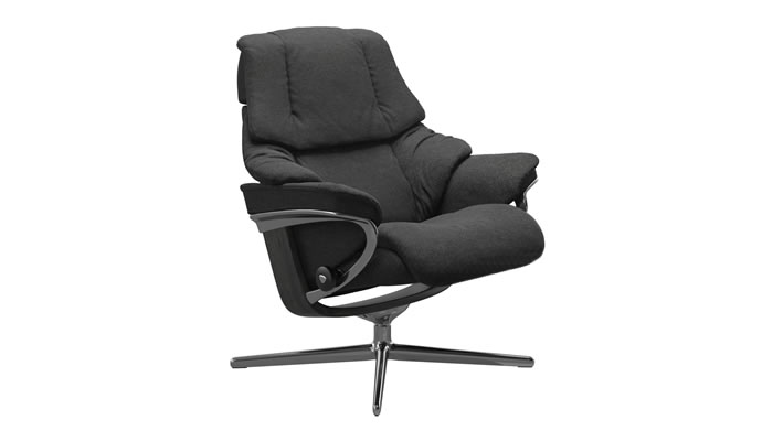 Stressless Reno with Cross Base in Peony Charcoal Fabric